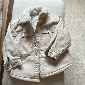 Zara beige neutral Sherpa lined jacket denim